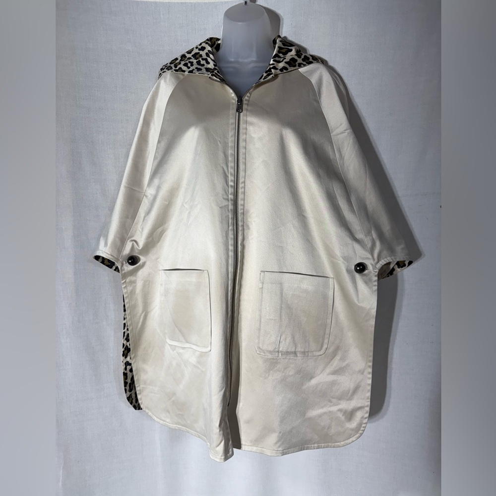 Joan Rivers Cream Cape with Leopard Hood Trim
